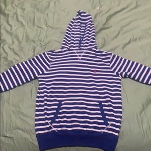 Ralph Lauren polo white and blue hood sweater